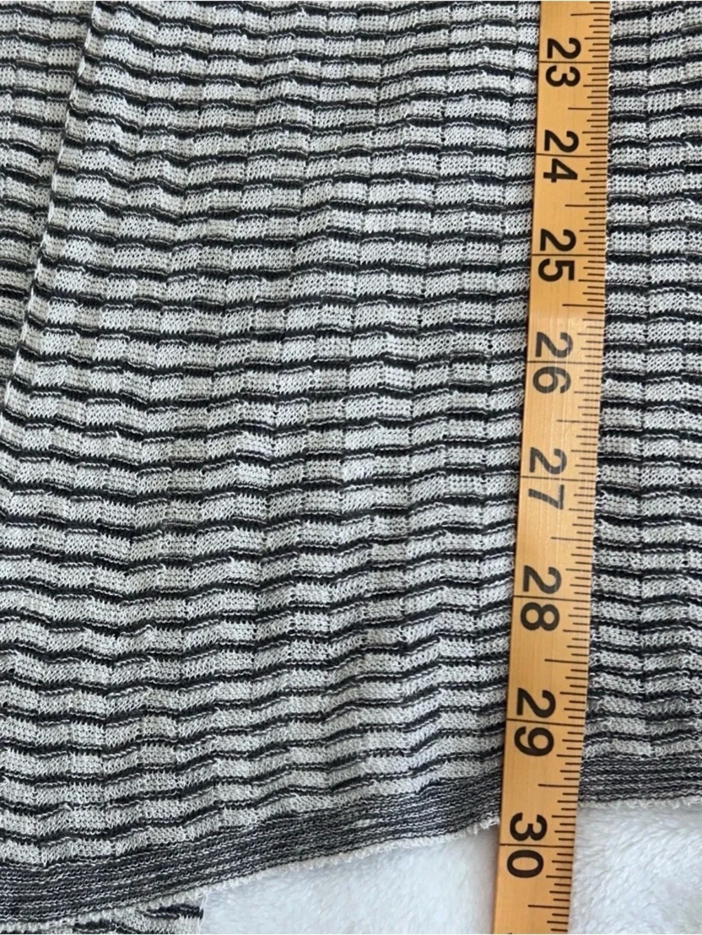 Eileen Fisher Organic Linen Blend Striped Open Front Cardigan Sweater Knit Large - Picture 6 of 6